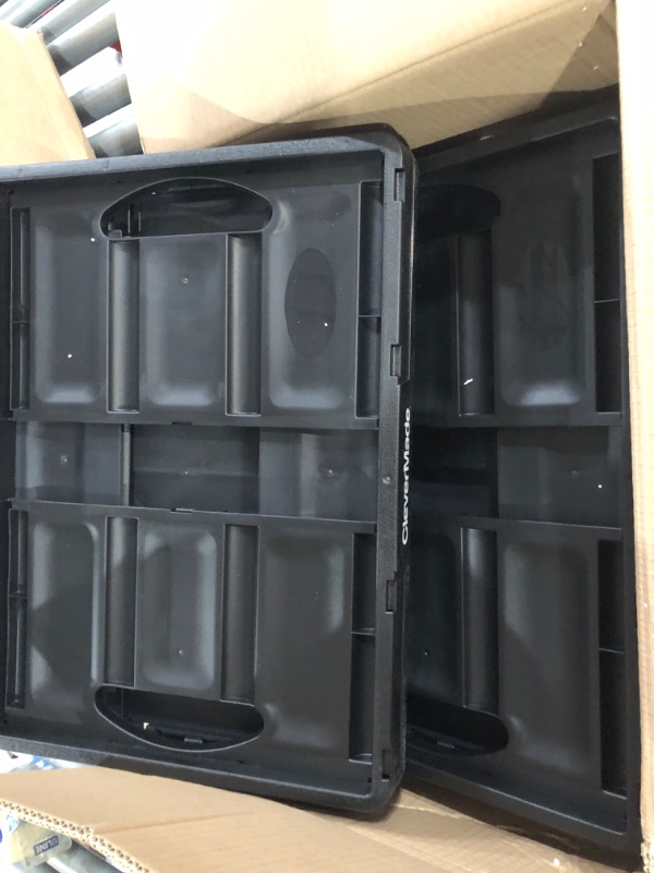 Photo 2 of ***DAMAGED***
CleverMade 32L Collapsible Storage Bins - Folding Plastic Stackable Utility Crates, Solid Wall, No Lid, 3 Pack, Black Black 32 Liters Bin