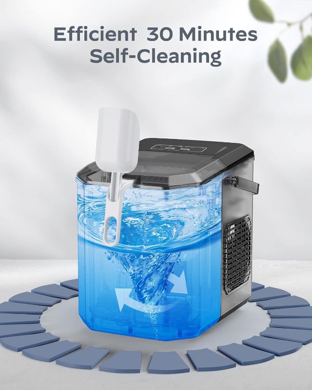 Photo 5 of (READ FULL POST) Silonn Ice Maker Countertop, Portable Ice Machine with Carry Handle, Self-Cleaning Ice Makers with Basket and Scoop, 9 Cubes in 6 Mins, 26 lbs per Day, Ideal for Home, Kitchen, Camping, RV
