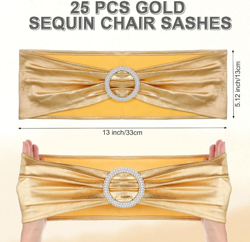 Photo 1 of (READ FULL POST) 50 Sets Wedding Chair Covers with Chair Sashes Spandex Stretch Chair Slipcovers Elastic Chair Cover Bands Ties Without Buckle Bows for Wedding Party Banquet Dining Chair Decor(Royal Blue)