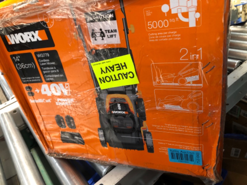 Photo 4 of **PARTS ONLY NON-REFUNDABLE READ NOTES**Worx WG779 40V Power Share 4.0Ah 14" Cordless Lawn Mower (Batteries & Charger Included) & WORX 20V GT 3.0 (1) Battery & Charger Included