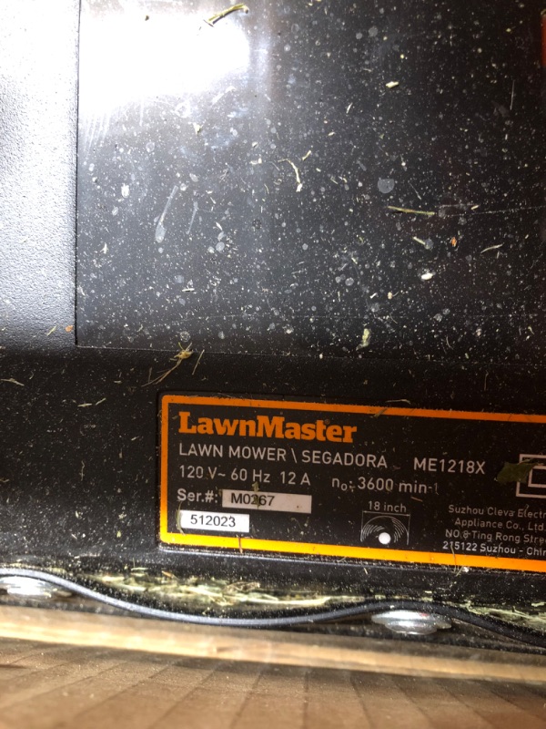 Photo 4 of **MINOR DAMAGE PREV USED- UNTESTED**
LawnMaster ME1218X Electric Lawn Mower 12AMP 19-Inch 