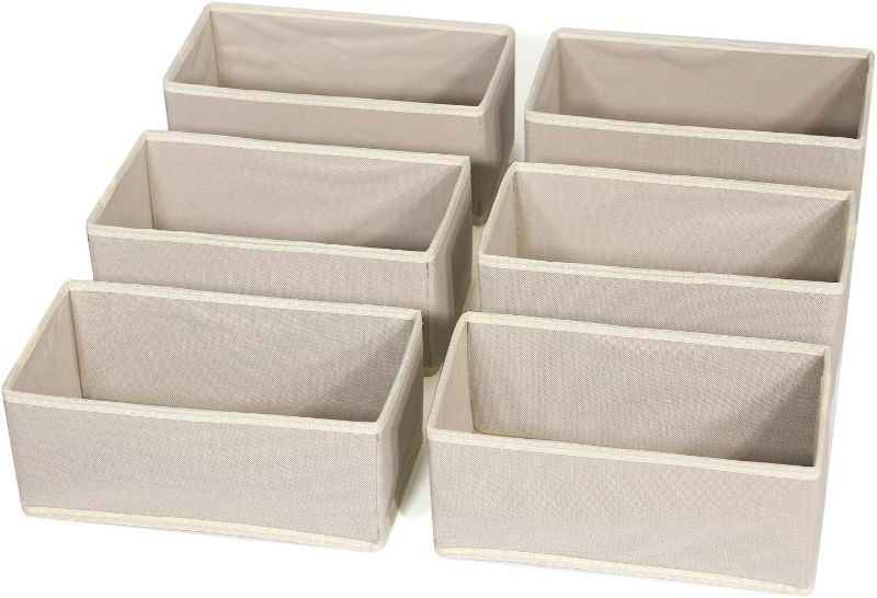 Photo 1 of **MISSING TWO-STOCK PHOTO FOR REFERENCE**
DIOMMELL 6 Pack Foldable Cloth Storage Box Closet Dresser Drawer Organizer Fabric Baskets Bins Containers Divider for Clothes Underwear Bras Socks Lingerie Clothing,Beige 060