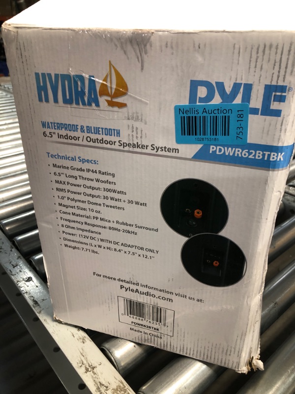 Photo 5 of Pyle Home 6.5" Indoor/Outdoor Wall-Mount Bluetooth Speaker System, Black (PDWR62BTBK)