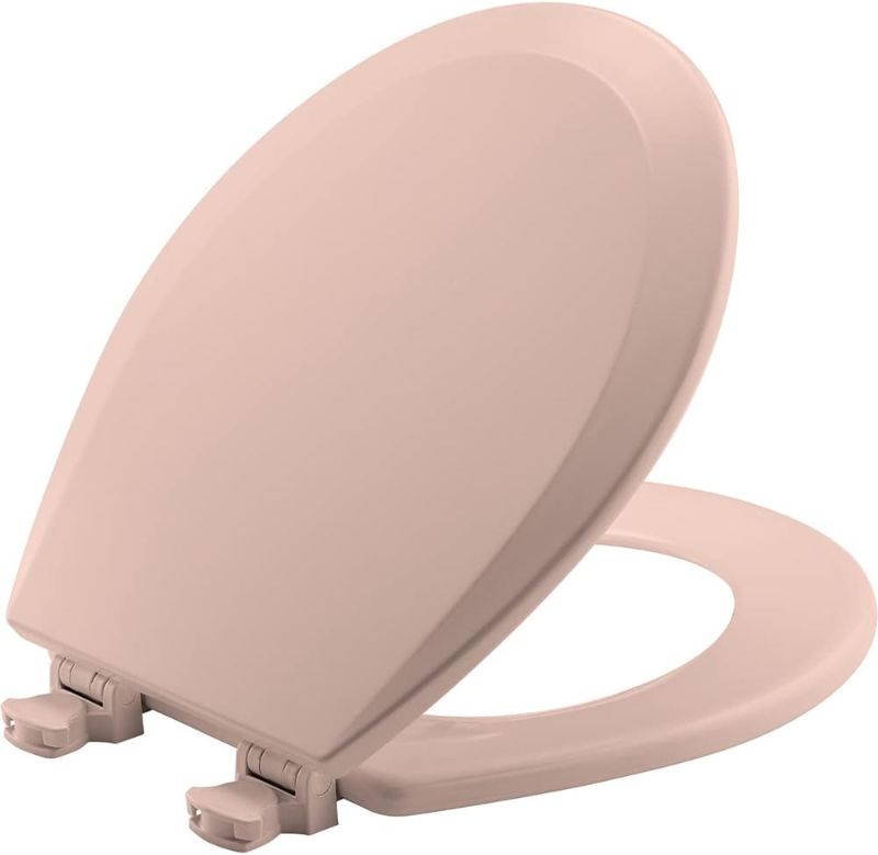 Photo 1 of Bemis 500EC 063 Toilet Seat with Easy Clean & Change Hinges, 1 Pack Round, Venetian Pink