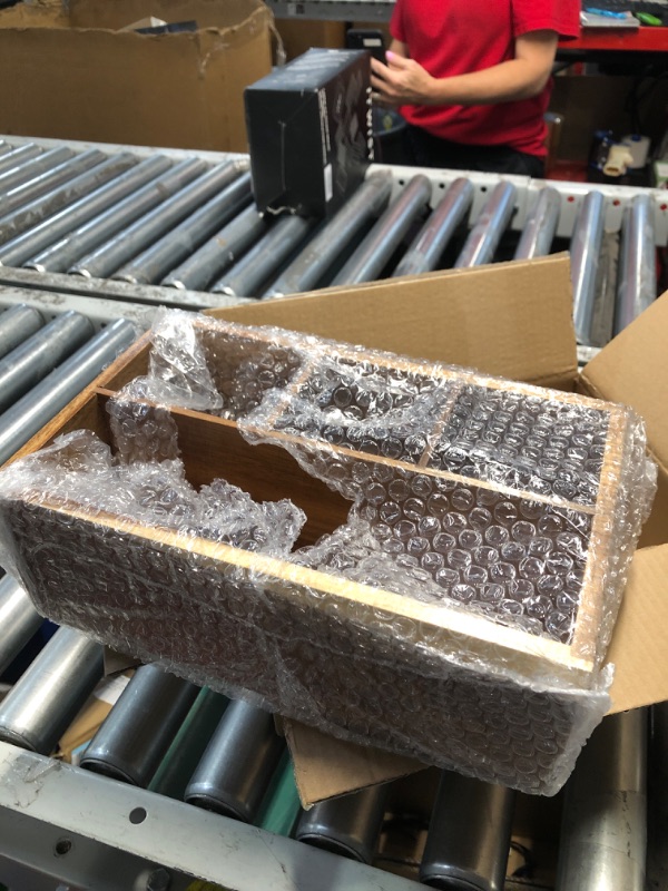 Photo 1 of Paper Plate Dispenser, Acacia Utensil Caddy Organizer, Large Silverware Holder for Party, Paper Plate Organizer Caddy, Kitchen Utensil Caddy for Party Picnic Camping Acacia-Large