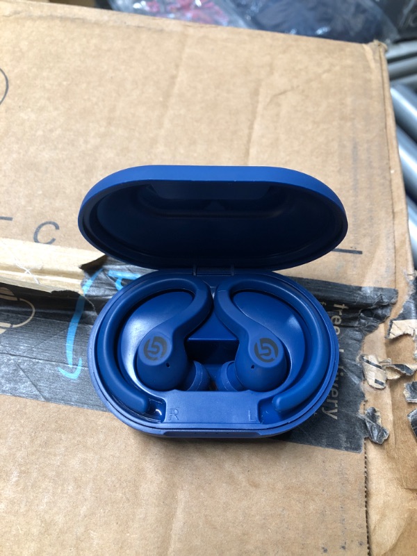 Photo 2 of **MISSING CHARGER-STOCK PHOTO FOR REFERENCE-COLOR IS DARK BLUE**
Wireless Workout Earbuds