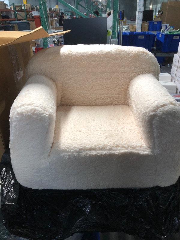 Photo 2 of Kids Snuggly-Soft Sherpa Chair, Cuddly Toddler Foam Chair for Boys and Girls, Cream