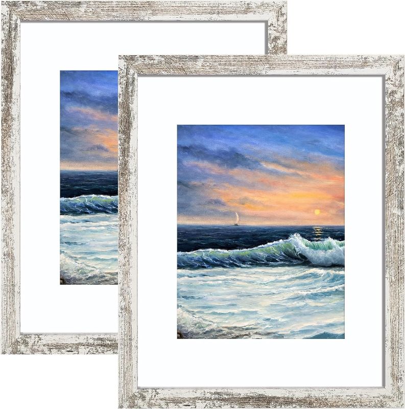 Photo 1 of **MINOR DAMAGE TO ONE FRAME STILL SEEMS FUNCTIONAL**
LUCKYLIFE 16x20 Frames, 16x20 Picture Frame for Wall, Display Pictures 11x14 with Mat or 16x20 without Mat, Pack of 2, Distressed White