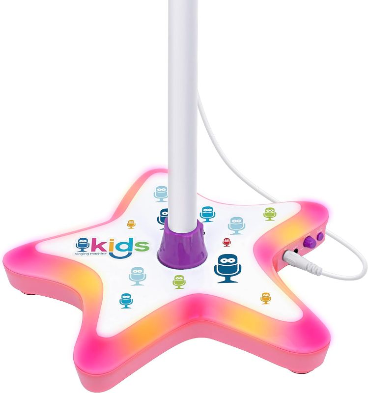 Photo 1 of **MISSING MICROPHONE POLE**
Singing Machine Kids SMK910PP Star Stage, Adjustable Sing-Along Mic Stand with LED Lights, Pink/Purple