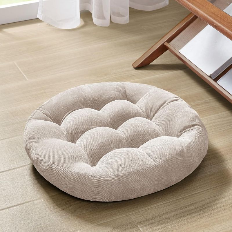 Photo 1 of ***USED - DIRTY - NO PACKAGING***
Degrees of Comfort Meditation Floor Pillow, Round Large Pillows Seating for Adults, Tufted Corduroy Floor Cushion for Living Room Tatami, Beige 22 Inch