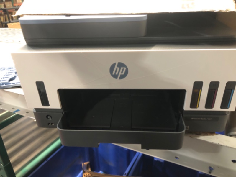 Photo 5 of **MAJOR DAMAGE CUTS ON THE FRONT AND INK SPILL ON ITEM**
HP Smart Tank 7602 Wireless All-in-One Ink Tank Printer with 2 years of ink included, Print, scan, copy, fax, Best for home, Refillable ink tank (28B98A)