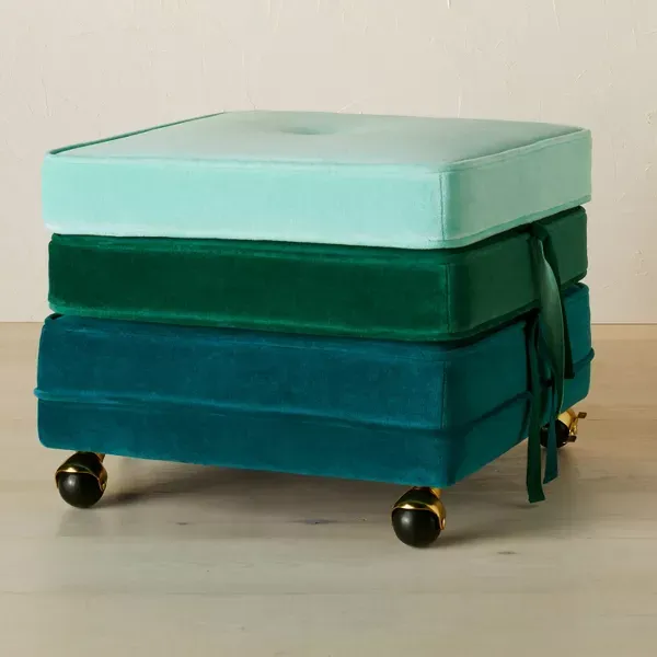 Photo 1 of **MISSING GREEN CUSHIONS, JUST TWO BLUE ONES**
Marin Stackable Pouf with Casters - Opalhouse™ designed with Jungalow™