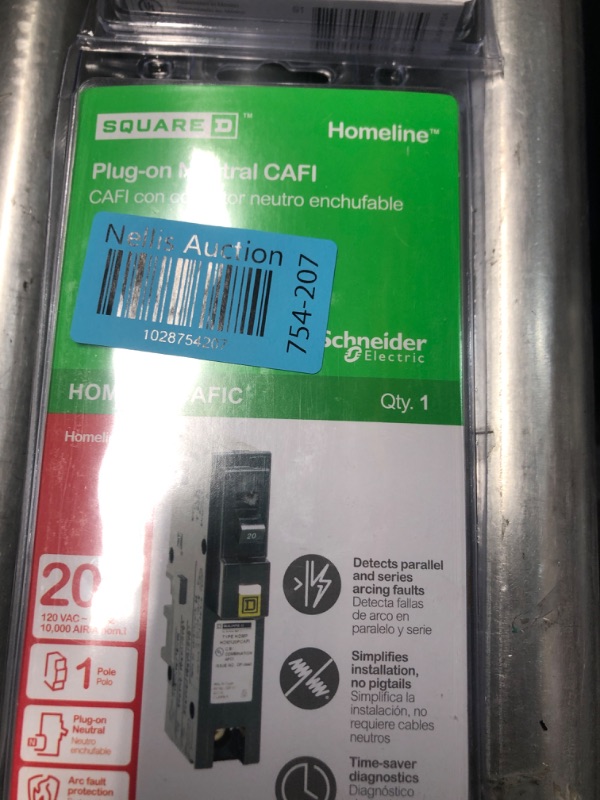 Photo 2 of **NEW SEALED**
Homeline 20 Amp Single-Pole Plug-On Neutral Dual Function (CAFCI and GFCI) Circuit Breaker