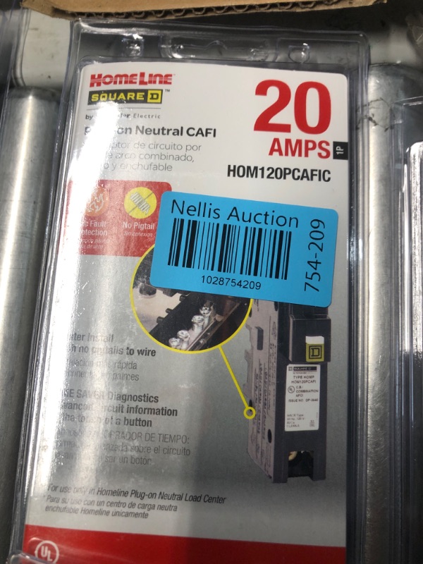 Photo 2 of **NEW SEALED**
Homeline 20 Amp Single-Pole Plug-On Neutral Dual Function (CAFCI and GFCI) Circuit Breaker