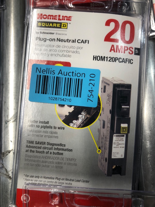 Photo 2 of **NEW SEALED**
Homeline 20 Amp Single-Pole Plug-On Neutral Dual Function (CAFCI and GFCI) Circuit Breaker