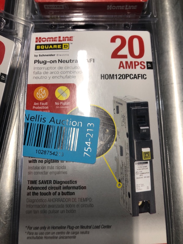 Photo 2 of **NEW SEALED**
Homeline 20 Amp Single-Pole Plug-On Neutral Dual Function (CAFCI and GFCI) Circuit Breaker