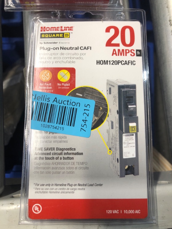 Photo 2 of **NEW SEALED**
Homeline 20 Amp Single-Pole Plug-On Neutral Dual Function (CAFCI and GFCI) Circuit Breaker