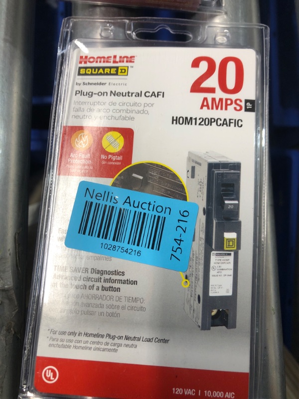 Photo 2 of **NEW SEALED**
Homeline 20 Amp Single-Pole Plug-On Neutral Dual Function (CAFCI and GFCI) Circuit Breaker