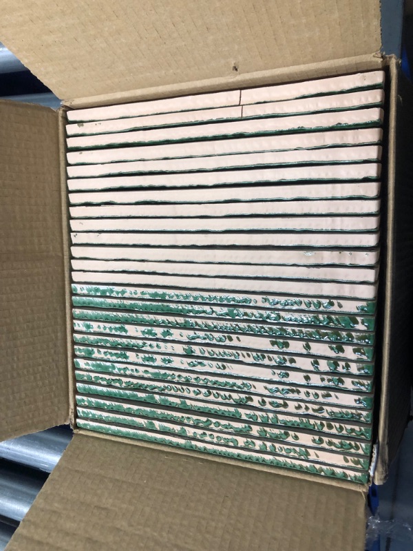 Photo 1 of **18 CASES-MINOR DAMAGE SOME ARE CRACKED**
Virtuo Emerald Green 1.45 in. x 9.21 in. Polished Crackled Ceramic Subway Wall Tile (4.65 sq. ft./Case)