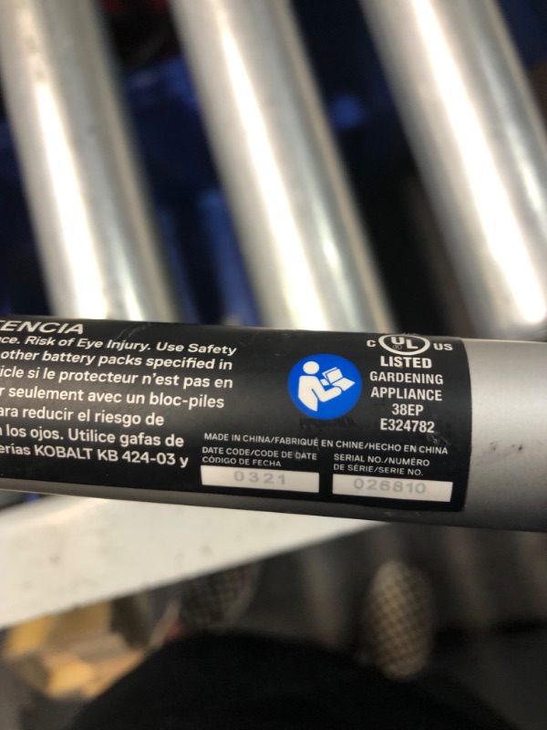 Photo 2 of **MISSING WIRING TO CUT-MINOR DAMAGE PREV USED**
Kobalt 24-volt 14-in Straight Shaft Battery String Trimmer (Battery and Charger Not Included)