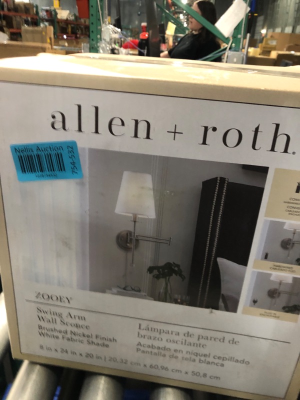 Photo 4 of allen + roth Zooey 8-in W 1-Light Brushed Nickel Wall Sconce