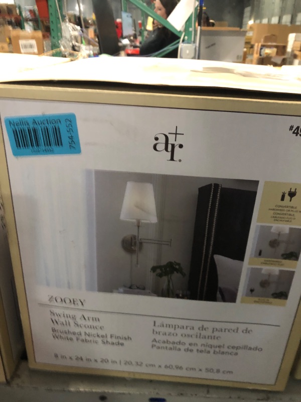 Photo 4 of allen + roth Zooey 8-in W 1-Light Brushed Nickel Wall Sconce