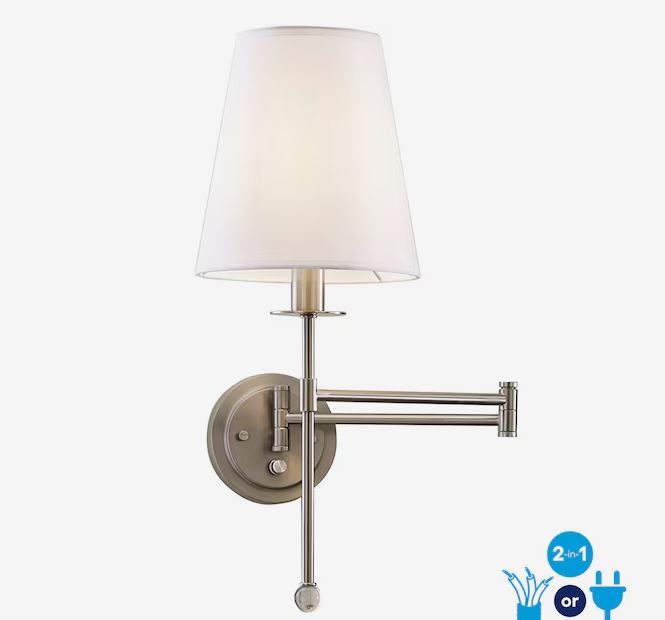 Photo 1 of (READ FULL POST) allen + roth Zooey 8-in W 1-Light Brushed Nickel Wall Sconce