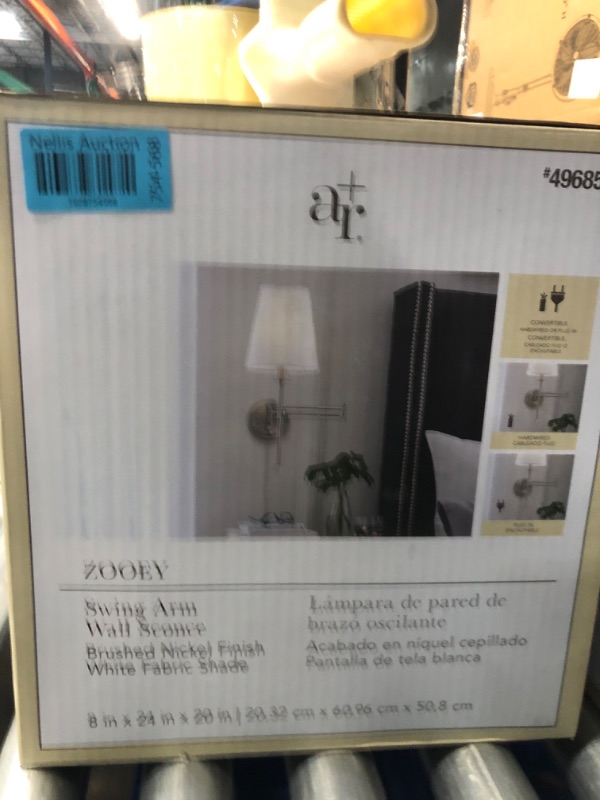 Photo 4 of allen + roth Zooey 8-in W 1-Light Brushed Nickel Wall Sconce