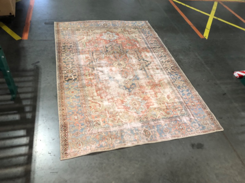 Photo 5 of ***USED - DIRTY - NO PACKAGING***
Loloi II Loren Collection LQ-15 Terracotta / Sky, Traditional 5'-0" x 7'-6" Area Rug 5 ft x 7 ft 6 in Terracotta / Sky