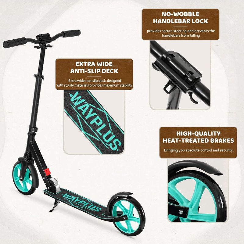 Photo 1 of WAYPLUS Kick Scooter for Ages 6+,Kid, Teens & Adults. Max Load 240 LBS. Foldable, Lightweight, 8IN Big Wheels for Kids, Teen and Adults, 4 Adjustable Levels. Bearing ABEC9