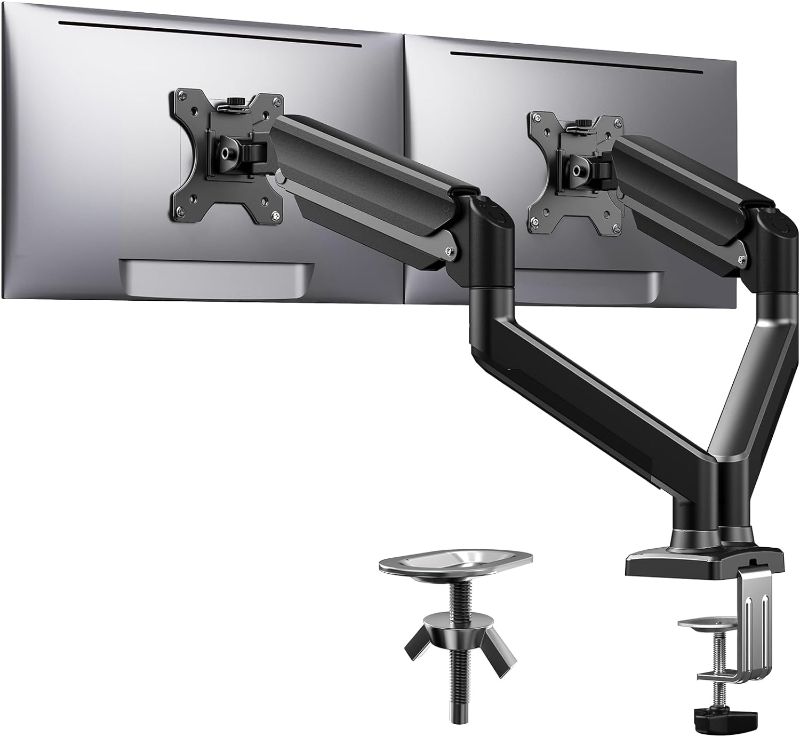 Photo 1 of ErGear Dual Monitor Mount up to 32 inches Screen, Max 22 lbs Each Arm, Adjustable Dual Monitor Stand, Sturdy Steel Dual Monitor Arm with 180° Swivel, Tilt, 360° Rotation for Home Office, VESA 75/100mm