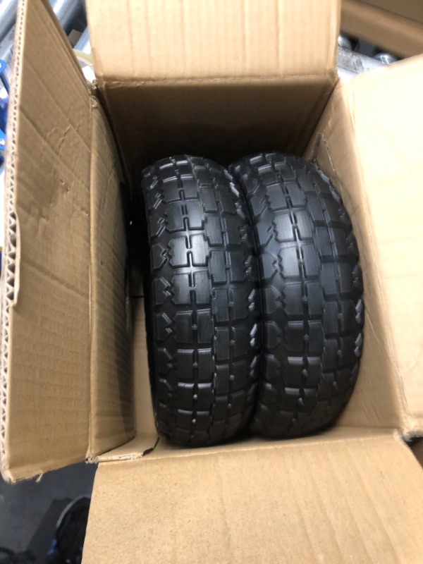 Photo 2 of (2-Pack) AR-PRO 10-Inch Solid Rubber Tires and Wheels - Replacement 4.10/3.50-4” Tires and Wheels with 5/8” Axle Bore Hole, and Double Sealed Bearings - Perfect for Gorilla Carts Sliver