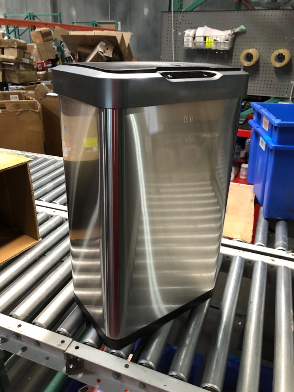 Photo 5 of ***USED - MOTION SENSING FUNCTION DOESN'T WORK***
EKO Mirage-T 50 Liter / 13.2 Gallon Touchless Rectangular Motion Sensor Trash Can, Brushed Stainless Steel Finish