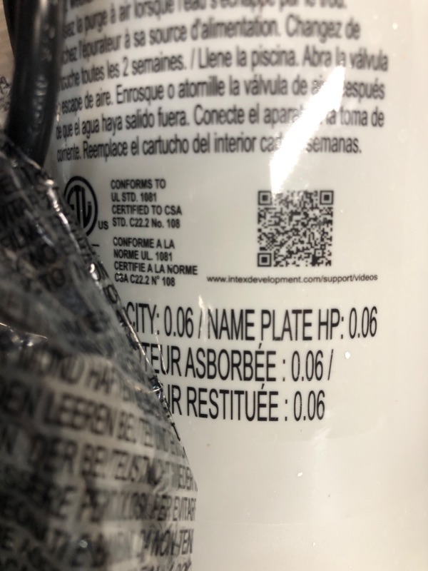 Photo 4 of **NON-REFUNDABLE, PARTS ONLY** INTEX 28637EG C1000 Krystal Clear Cartridge Filter Pump for Above Ground Pools, 1000 GPH Pump Flow Rate 1,000 Gallons Per Hour 1,000 Gallons Per Hour Filter Pump