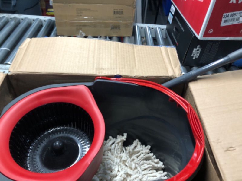 Photo 1 of **MINOR DAMAGE PREV USED**
O-Cedar EasyWring Microfiber Spin Mop, Bucket Floor Cleaning System, Red, Gray, Standard