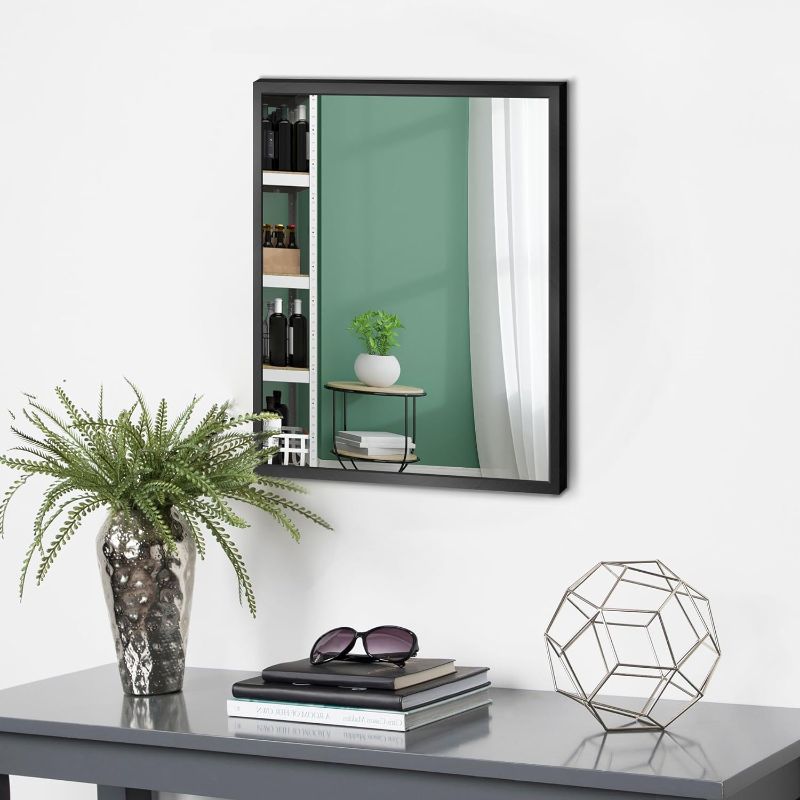 Photo 1 of 11x15 inch Black Small Rectangle Mirror for Bathroom Vanity Mirror or Wall Decor Brushed Metal Frame Mirror(Horizontal/Vertical)