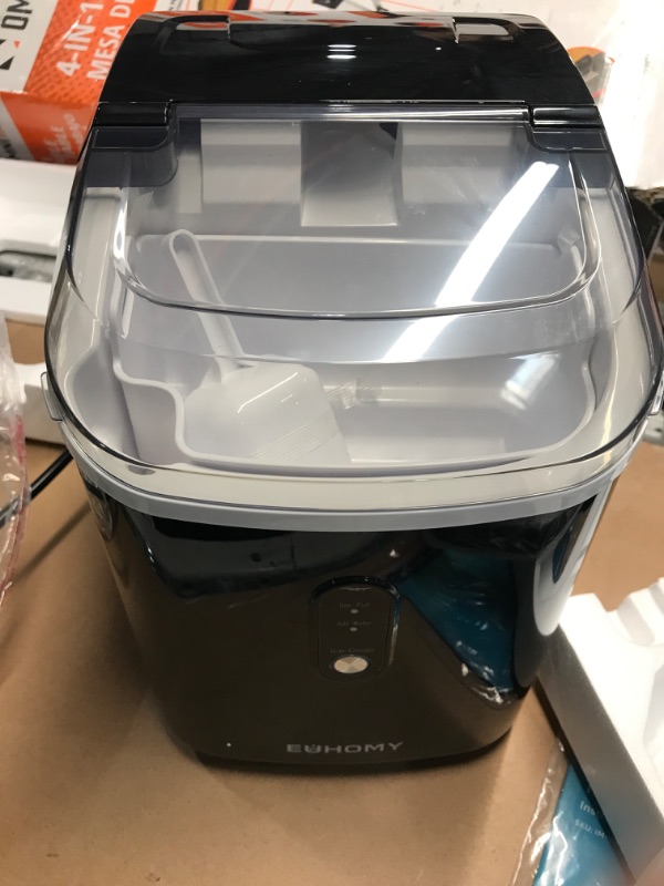 Photo 1 of EUHOMY Nugget Ice Maker Countertop with Handle, Ready in 6 Mins, 33lbs/24H, Removable Top Cover, Auto-Cleaning, Portable Pebble Ice Maker with Basket and Scoop, for Home/Party/Camping. (Black) 