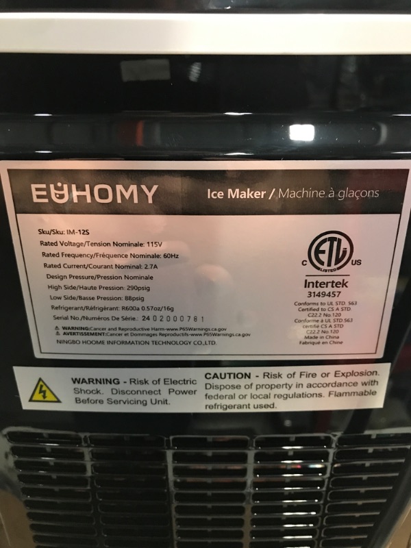 Photo 1 of EUHOMY Nugget Ice Maker Countertop with Handle, Ready in 6 Mins, 33lbs/24H, Removable Top Cover, Auto-Cleaning, Portable Pebble Ice Maker with Basket and Scoop, for Home/Party/Camping. (Black) 