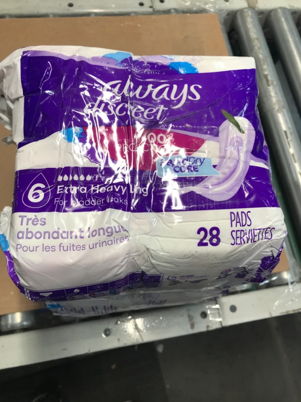 Photo 2 of ***STOCK PHOTO FOR REFERENCE ONLY***
Always Discreet Adult Extra Heavy Long Incontinence Pads, Up to 100% Leak-Free Protection (Packaging May Vary)