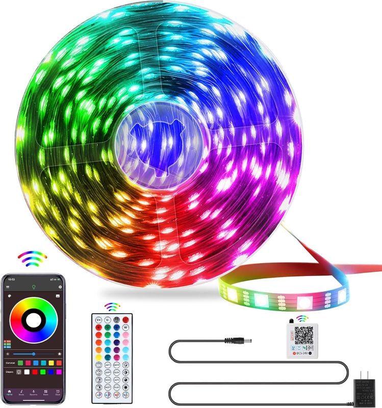 Photo 1 of ***NON-REFUNDABLE (2 PACK) BUNDLE***
QZYL LED Lights for Bedroom, 25FT RGB LED Strip Lights with 44 Keys IR Remote, Smart LED Light Strip with Adhesive Backing Adjustable Brightness App Control for Bedroom Party Decoration