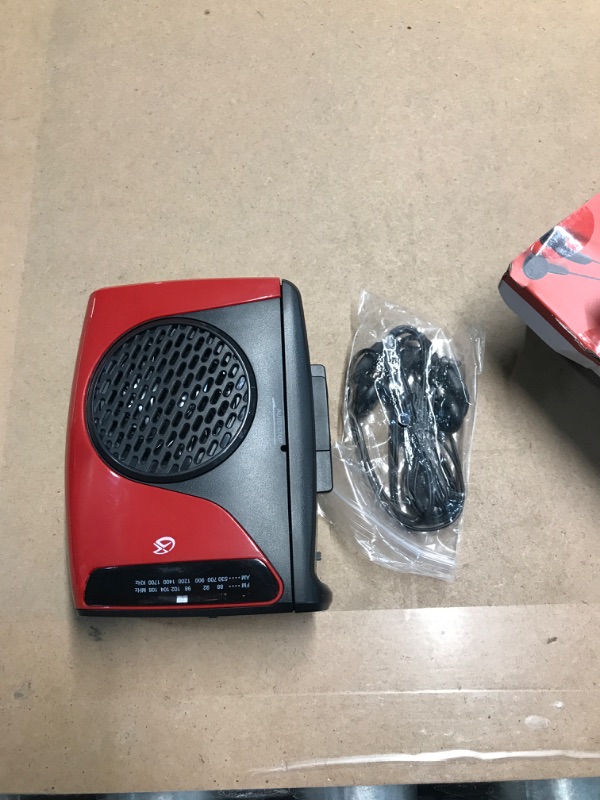 Photo 3 of GPX Portable Cassette Player, 3.54 x 1.57 x 4.72 Inches, Requires 2 AA Batteries - Not Included, Red/Black (CAS337B) Black/Red