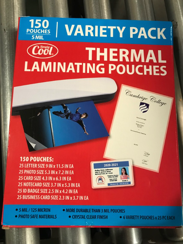 Photo 3 of 5MIL Thermal Laminating Pouches (150 Count) | Letter, Photo, Card, Notecard, ID Badge and Business Card Sizes | Dry-Erase Friendly Sheets, Compatible with Laminators | Crystal Clear Laminated Finish Variety Pack 150ct