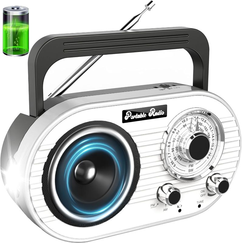 Photo 1 of Portable AM FM SW Radio,4000mAh Rechargeable Transistor Radio with 2 Modes Flashlight,Big Speaker,Large Dial,Earphone Jack, USB Type-C,4 AA Battery Operated Radio with Best Reception for Home&Outdoor