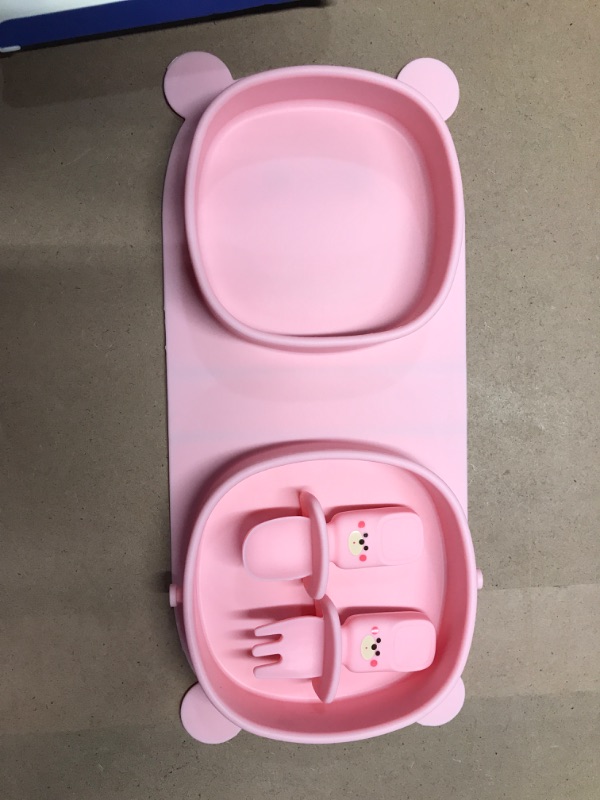 Photo 3 of ***STOCK PHOTO FOR REFERENCE ONLY***
Toddler Plates Travel Essential on the go,Baby Plates with Forks and Spoons Self Feeding 6 months,Foldable,Silicone,BPA Free,Aqua