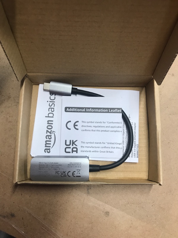 Photo 1 of Amazon Basics Aluminum USB 3.1 Type-C to RJ45 Gigabit Ethernet Adapter