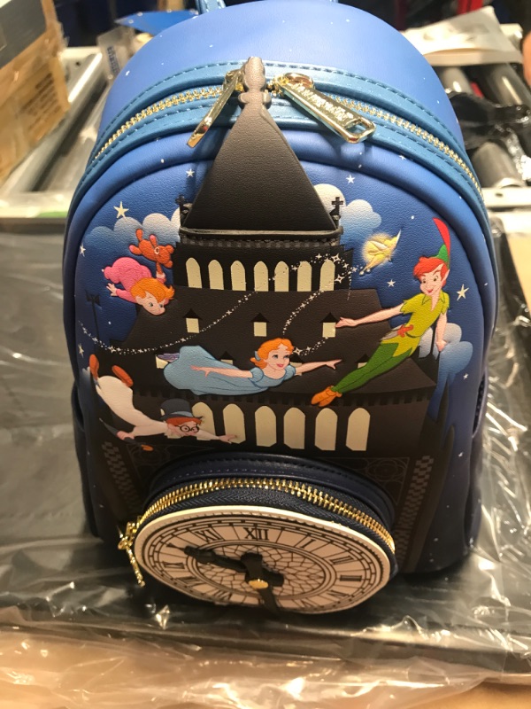 Photo 2 of Loungefly Peter Pan Glow Clock Mini Backpack Blue