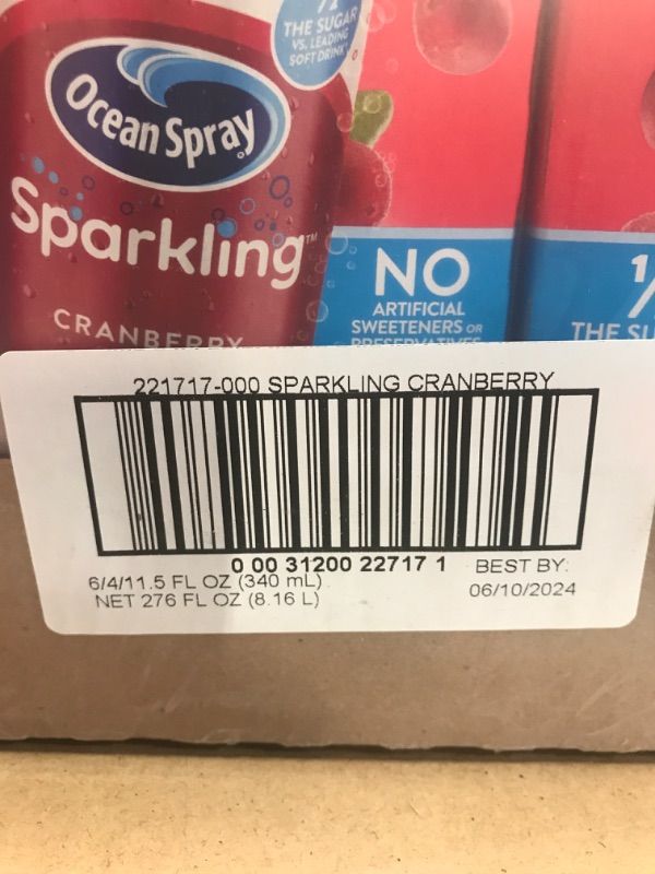 Photo 2 of ***NON-REFUNDABLE,EXP: 06/10/2024  ***
Ocean Spray Sparkling Cranberry, 12oz Cans (Pack of 12)