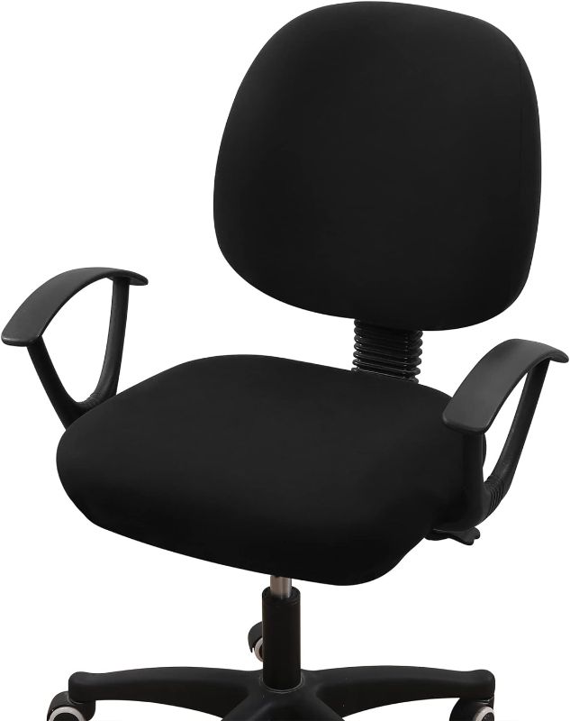 Photo 1 of 
smiry Stretch Printed Office Computer Chair Covers, Soft Spandex Universal Rotating Desk Chair Slipcover, Removable Washable Chair Protector - Black