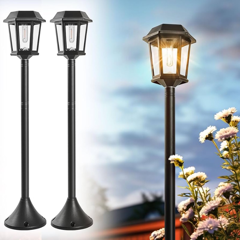 Photo 1 of 63 in Solar Pole Lights Outdoor 2 Pack, Vintage Solar Lamp Post Lights, Outdoor Decorations for Yard Waterproof IP44, Outdoor Decor for Garden, Pathway, Yard, Front/Back Door, Warm White, Decoration