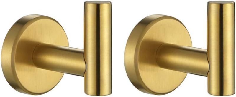 Photo 1 of 
JQK Bathroom Towel Hook Brushed Gold, Brass Coat Robe Clothes Hook for Bathroom Kitchen Garage Wall Mounted (Pack of 2), SUS 304 Stainless Steel 0.8mm,